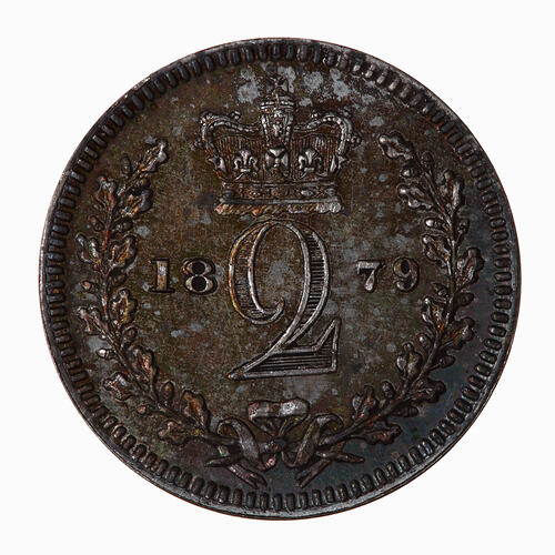 Coin - Twopence (Maundy), Queen Victoria, Great Britain, 1879 (Reverse)