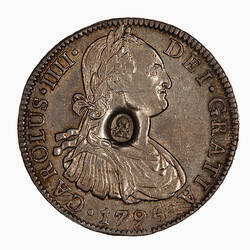 Coin - Emergency Dollar, George III (oval stamp), Great Britain, 1797-1804 (Obverse)