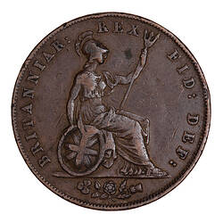 Coin - Halfpenny, George IV, Great Britain, 1827 (Reverse)
