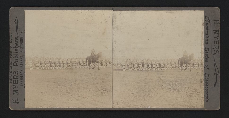 Stereograph of man on horse.