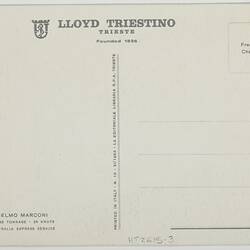 Postcards - Guglielmo Marconi, Lloyd Triestino Line, circa 1960s