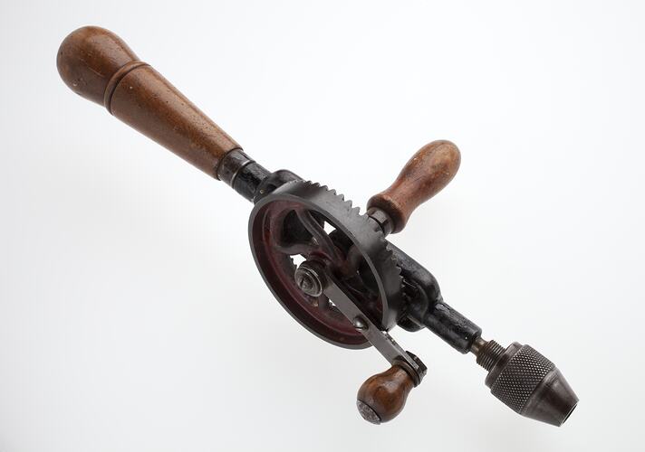 Hand Drill - Wood & Painted Metal, circa 1930s-1980s