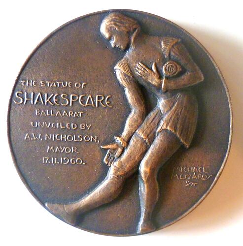 Medal - 'Shakespeare Statue Unveiling, Ballarat', Michael Meszaros, Melbourne, Victoria, 1960