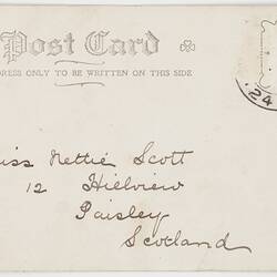 Postcard - At the Ford by J. A. Turner, To Nettie Scott from Marion Flinn, Melbourne, 4 May 1904