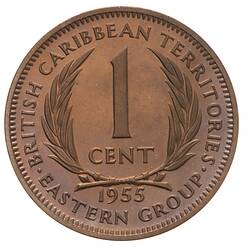 Proof Coin - 1 Cent, British Caribbean Territories, 1955