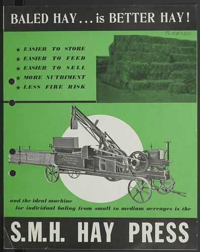 Publicity Flyer - H.V. McKay Massey Harris Pty Ltd, Hay Balers, S.M.H Hay Press, 1952