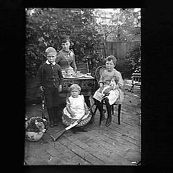 Glass Negative - Kate Beckett & Her Three Children, Charlton, Victoria, circa 1892
