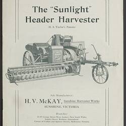Trade Literature - H.V. McKay, Sunshine, Header Harvesters, circa 1920