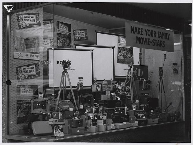 Photograph - Kodak, Shopfront Display, 'Make Your Family Movie Stars',Tasmania, 1960