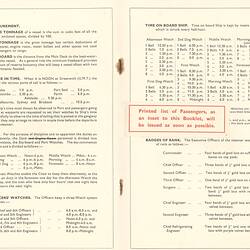 Open booklet with white pages and black printed text.