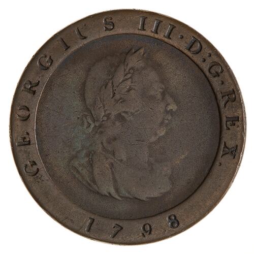 Coin - 1/2 Penny, Isle of Man, 1798