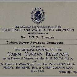 Rectangular white card with dark blue printed text and S.R.& W.R.C. crest at top.