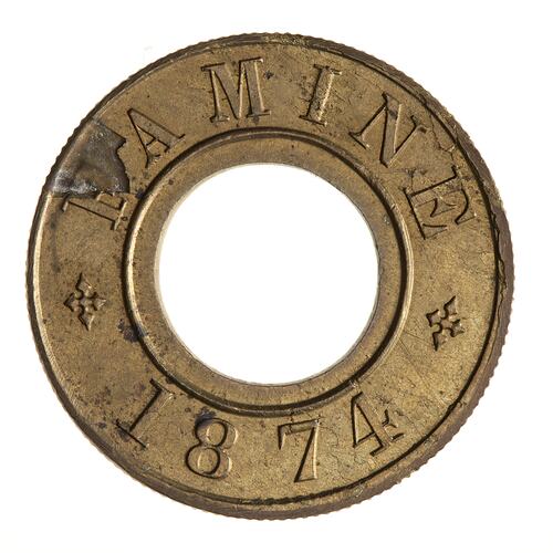 Famine Token - 1 Rupee, India, 1874