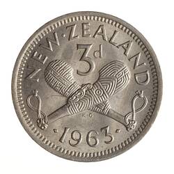 Coin - 3 Pence, New Zealand, 1963