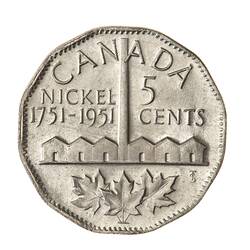 Coin - 5 Cents, Canada, 1951