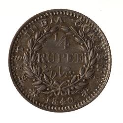 Coin - 1/4 Rupee, East India Company, India, 1840