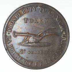 Token - 2 Pence, Lesslie & Sons, Toronto and Dundass, Canada, circa 1834