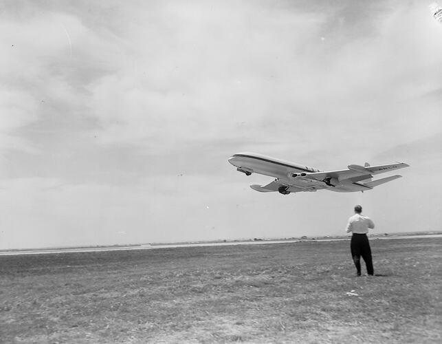 Trans Australia Airlines, Aeroplane Taking Off, Essendon Airport, Victoria, Dec 1955