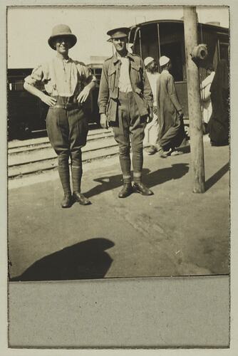Two Servicemen at a Train Station, Zagazig, 1914-1918