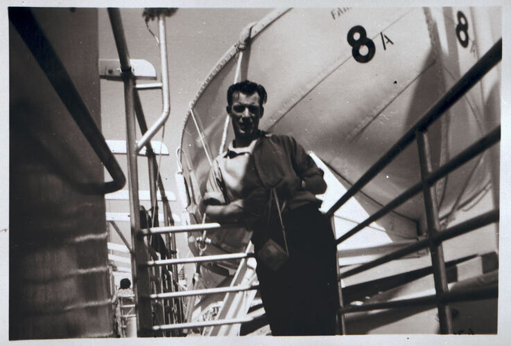 Negative - MV Fairsea, Man Standing Onboard, 1957