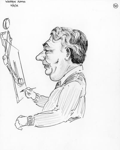 Caricature - George Hoven, No 16, 'Warren Adams', Kodak Australasia Pty Ltd, 6 Aug 1974
