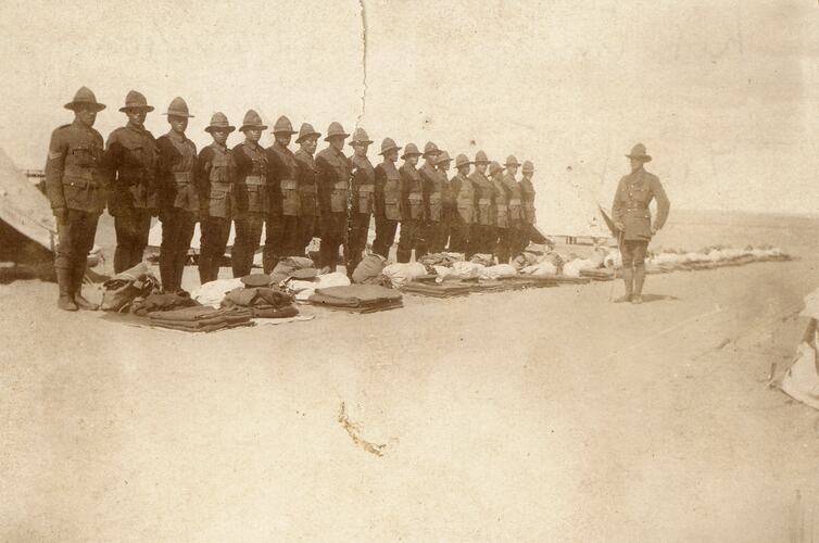 New Zealand Servicemen, Raratongans Having Kit Inspection, World War I, 1914-1918