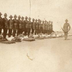 New Zealand Servicemen, Raratongans Having Kit Inspection, World War I, 1914-1918