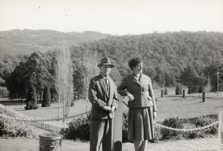 Mary Ward and Mr Daft, Silvan Dam. Silvan, Victoria, 18 May 1964