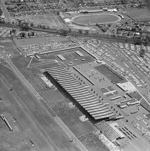 Negative - Aerial View of Sandown Racecourse & Surrounding Suburb, Springvale, Victoria, 27 Dec 1969