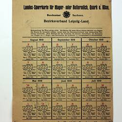 Ration Card - Dairy Products, Leipzig, Germany, 1919