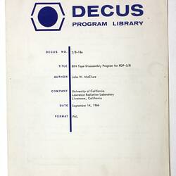 Program Library - DECUS, No.5/8-18a, 1966