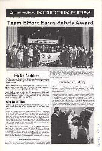 Newsletter - 'Australian Kodakery', No 63, Oct 1975