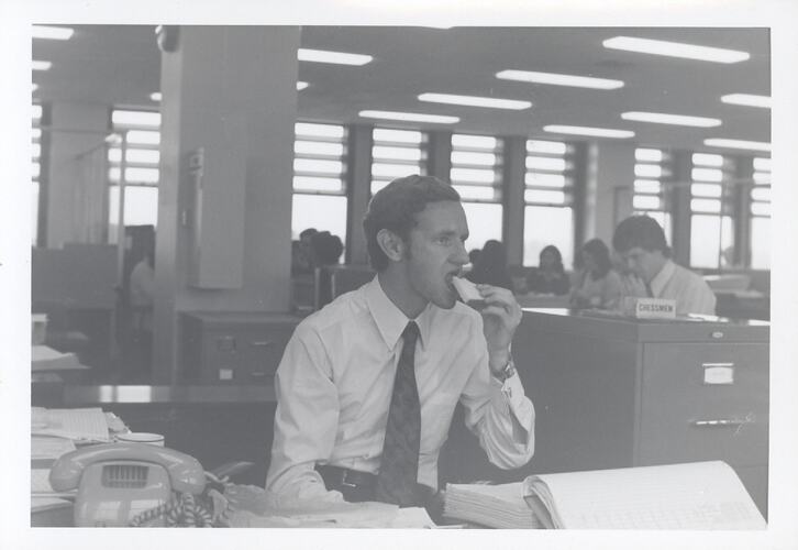 Photograph - Kodak Australasia Pty Ltd, John Laing at Desk, Building 8, Coburg, 1969-1970