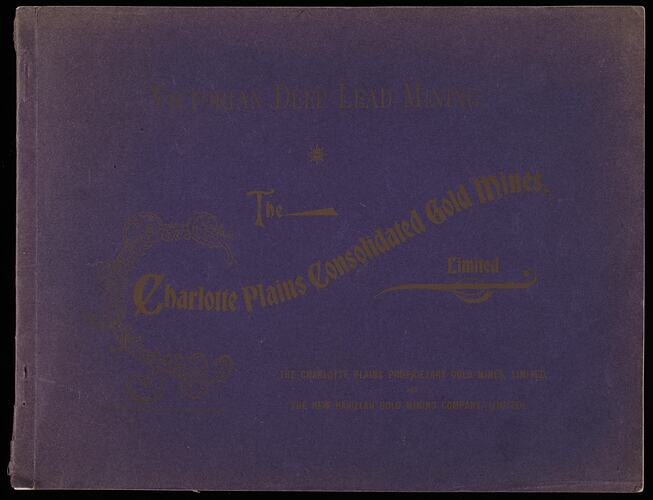 Navy cloth bound book with worn gold lettering on front.