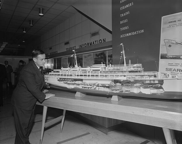Tasmanian Tourist Bureau, Model of a Ship, Victoria, 14 Aug 1959