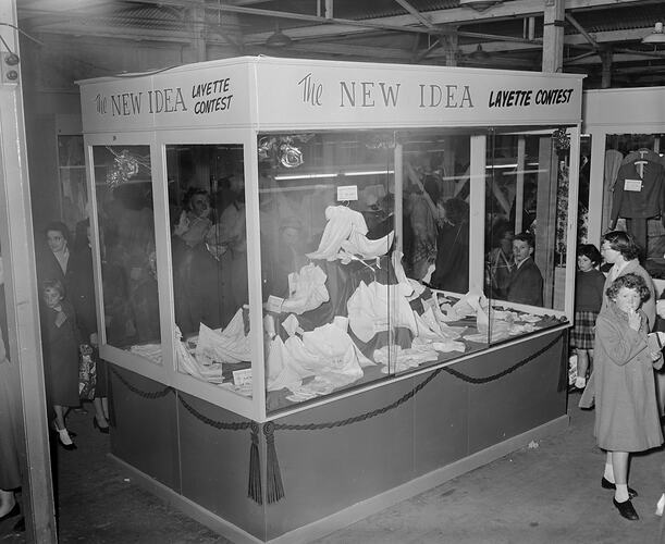 Southdown Press, New Idea Layette Display, Royal Melbourne Show, Flemington, Victoria, 21 Sep 1959