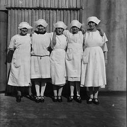 Glass Negative - Women in Factory Uniforms, circa 1920-1930