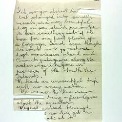 Hand-written letter with several small pieces cut out