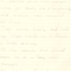 Document - Anne McGowran, to Dorothy Howard, Description of Rhyming Game 'Oranges & Lemons', 7 Mar 1955
