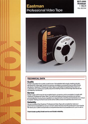 Printed text and photograph of video film reel.