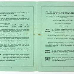 Final Embarkation Notice - New Australia, Shaw Savill Line, Southampton, 17 Nov 1951