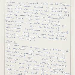 Letter - Annie Woodcock to Telford, Phar Lap's Death, 18 Apr 1932