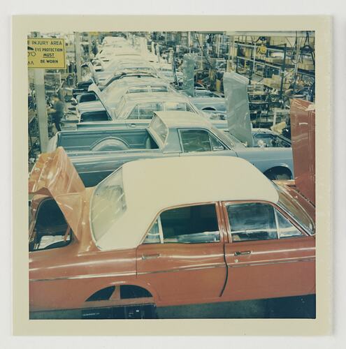 Slide 102, Assembly Line, Ford Motor Company Factory, Campbellfield, 'Extra Prints of Coburg Lecture' album, circa 1960s