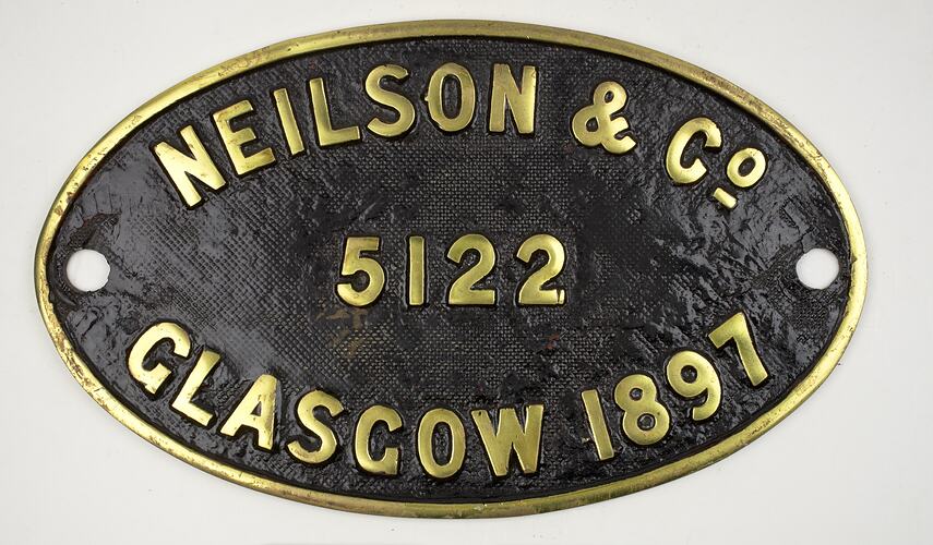 Locomotive Builders Plate - Neilson & Co., 1897