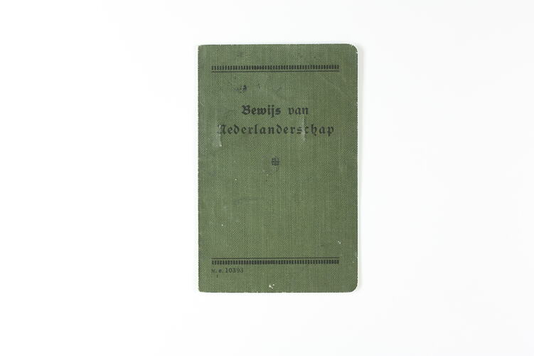 Certificate - Nationality, Jan Cornelis Roos, Schoorl, Netherlands, 28 Feb 1934