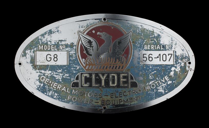 Locomotive Builders Plate - Clyde Engineering Co. Ltd., Granville Works, New South Wales, 1968