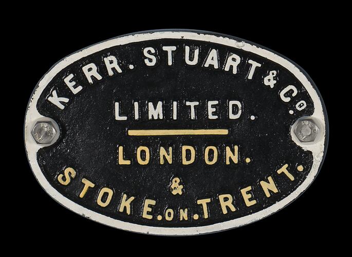 Rolling Stock Plate - Kerr, Stuart & Co.