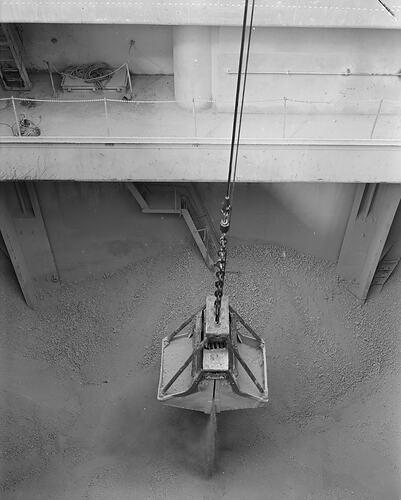 Grab Bucket Unloading Phosphate, Appleton Dock, Footscray, Victoria, Oct 1958