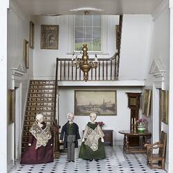 Dolls' House - F.A. Clemons, 'Pendle Hall', 1940s, Room 12, Entrance Hall, Furnished