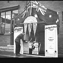 Photograph - H.V. McKay Massey Harris, Fourth Liberty Loan Stall, Sunshine, Victoria, Oct 1943